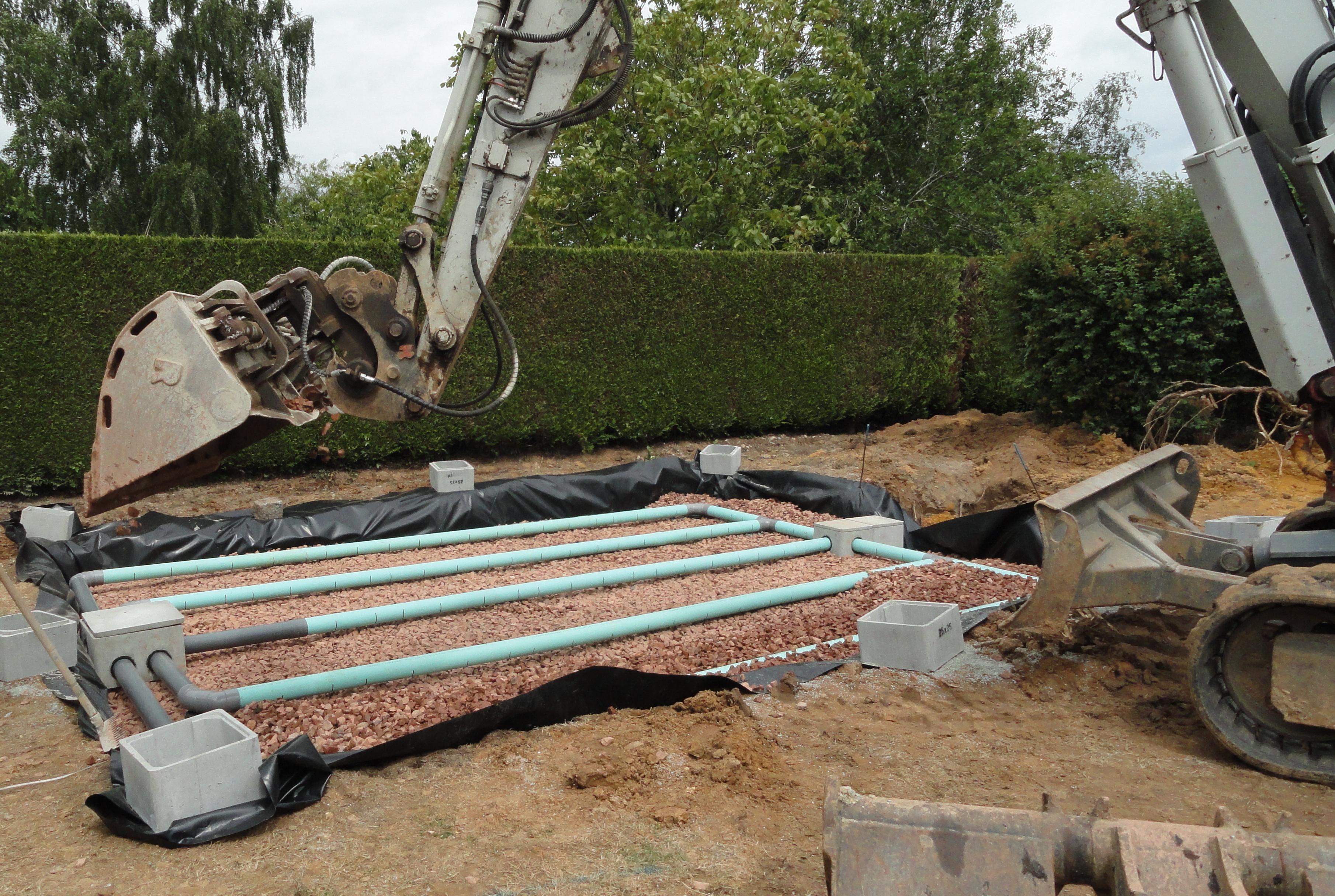 Mise en place des drains d'épandage